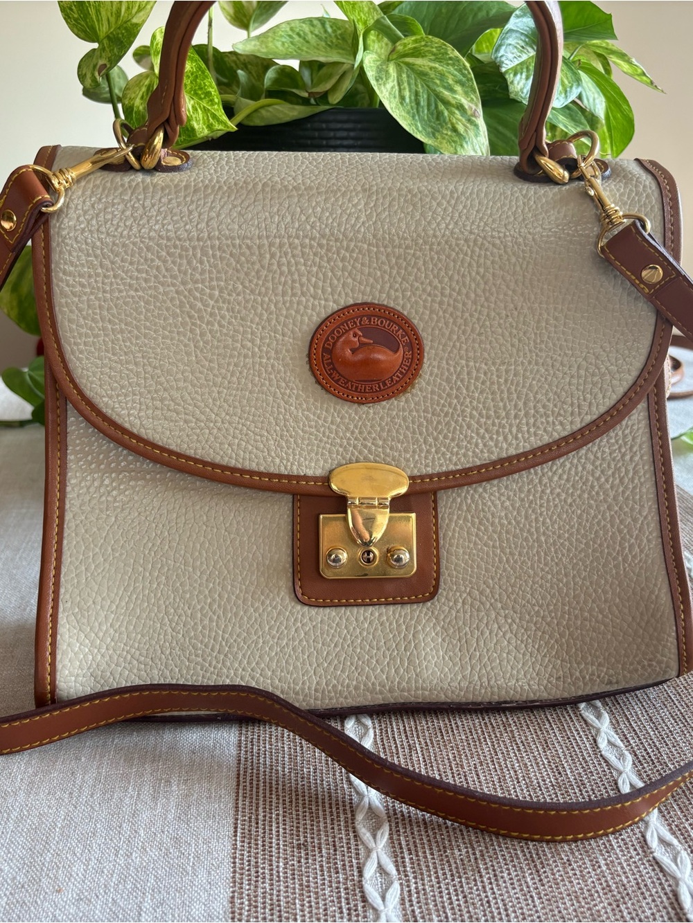 Vintage Dooney & Bourke All Weather Leather Satchel Crossbody Bag